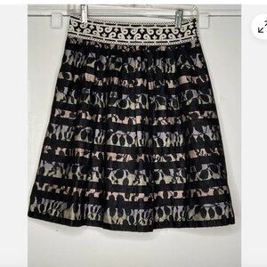 FLOREAT Anthropologie Charente Black Lace Overlay Embroidered Leaf Skirt 6
